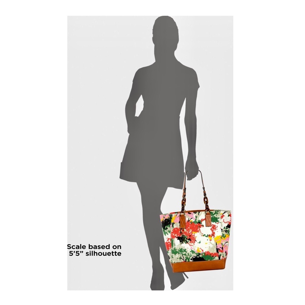 MILLY * Rare Calfskin Leather Floral Canvas Tote. Sensational! - Picture 2 of 14